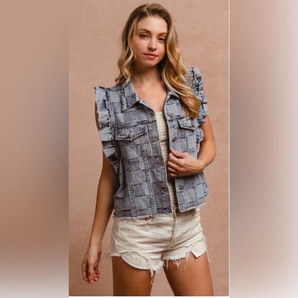 BiBi checkered Denim Vest